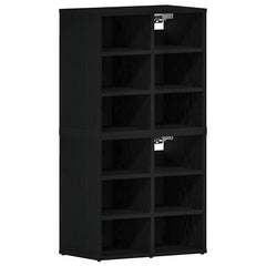 vidaXL Shoe Cabinet 2 pcs 52 x 30 x 50.5 cm Engineered Wood Black Oak 2
