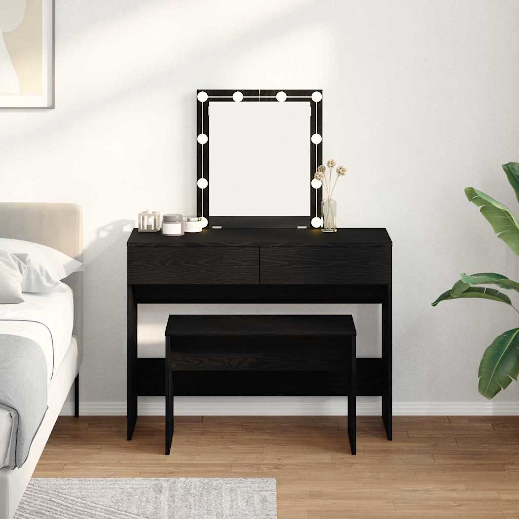 vidaXL Dressing Stool Black oak 70 x 35 x 45 cm Engineered Wood 1