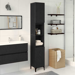 Bathroom Cabinet 30x30x190 cm Engineered Wood Black oak