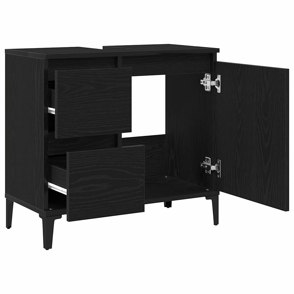 vidaXL Bathroom Cabinet Black Oak 65 x 33 x 60 cm Engineered Wood 5