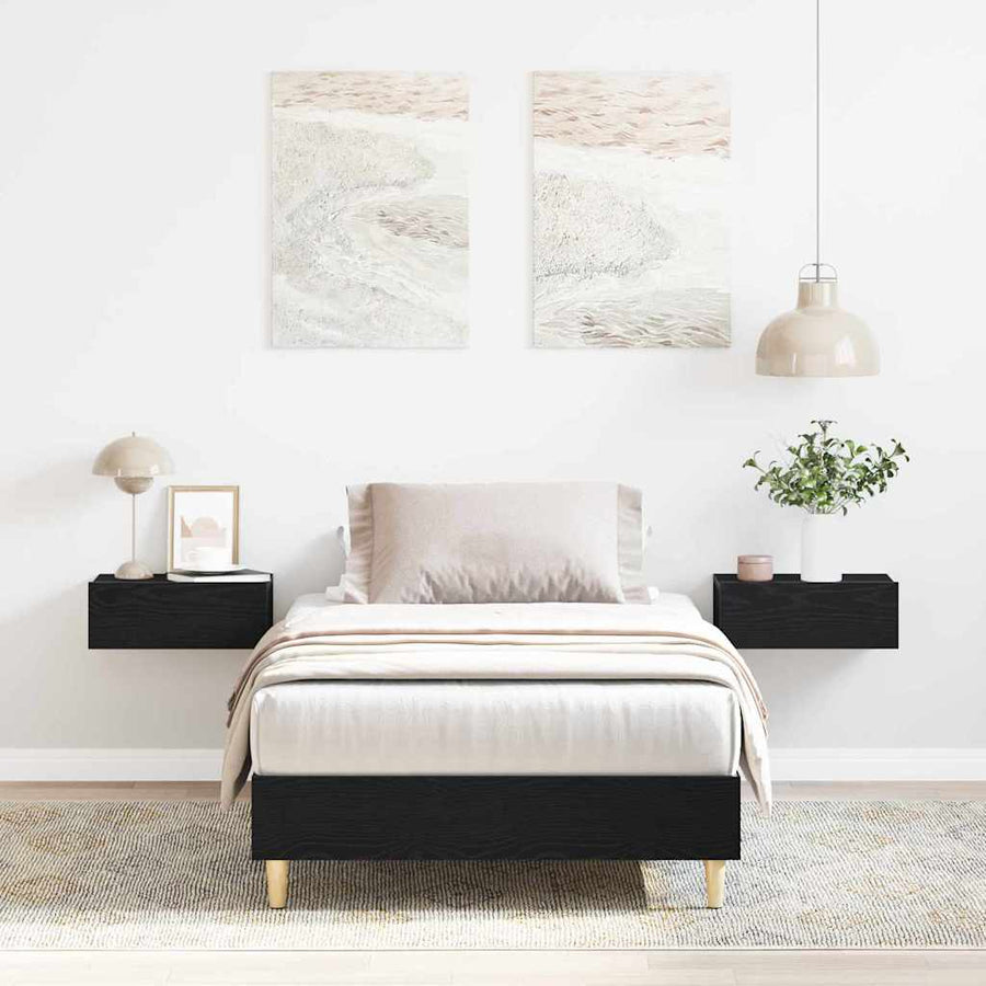 vidaXL Bed Frame Black Oak 193 x 78 x 25 cm Engineered Wood 1