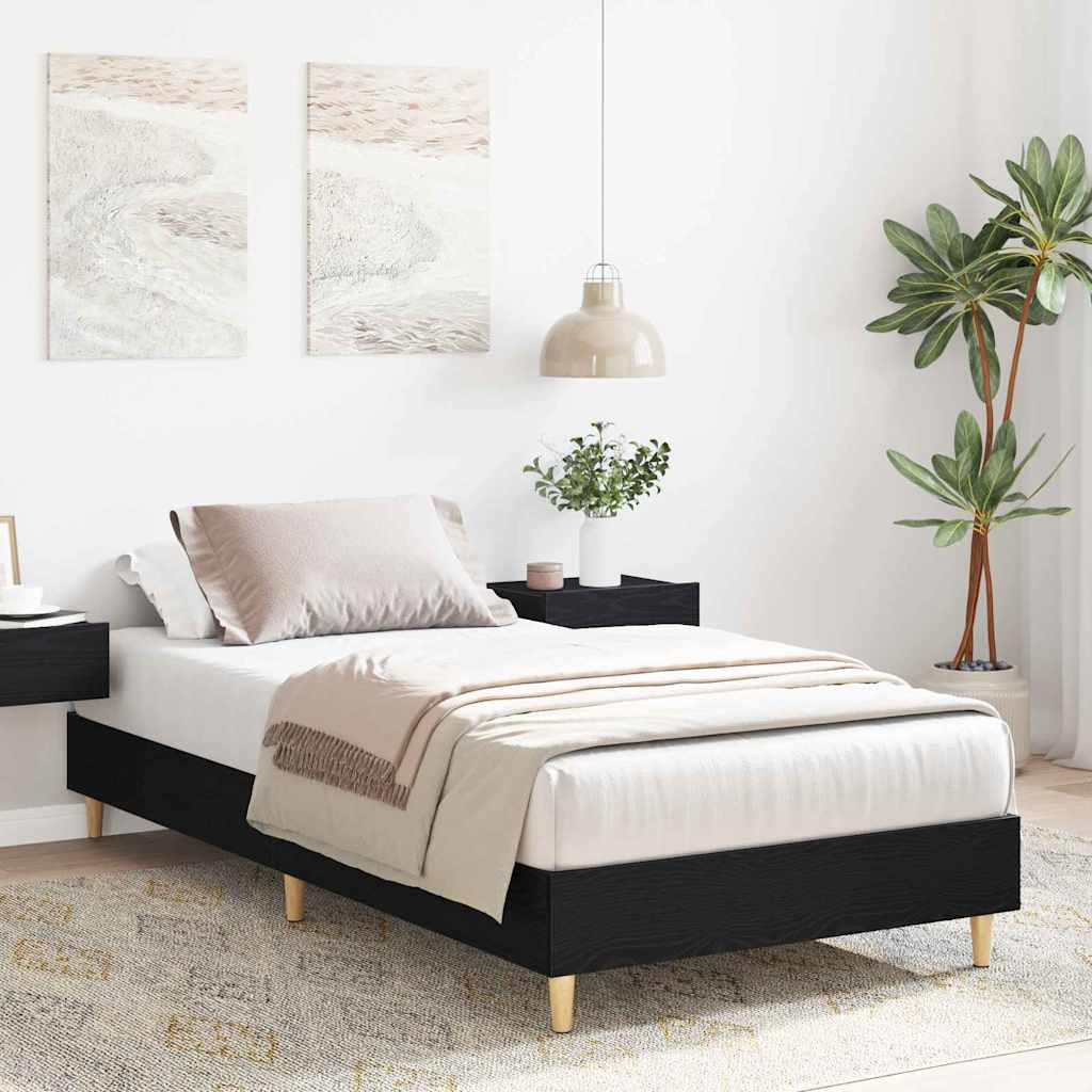 vidaXL Bed Frame Black Oak 193 x 78 x 25 cm Engineered Wood 3