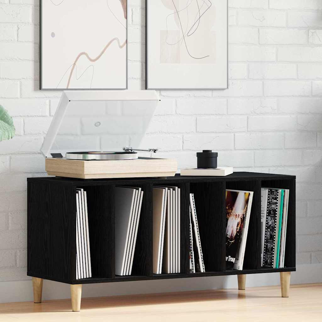 Record Cabinet Engineered Wood in Black Oak