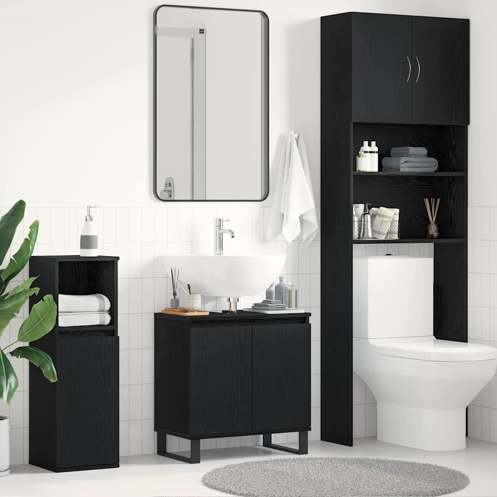vidaXL Bathroom Sink Cabinet Black Oak 58 x 33 x 60 cm Engineered Wood 1