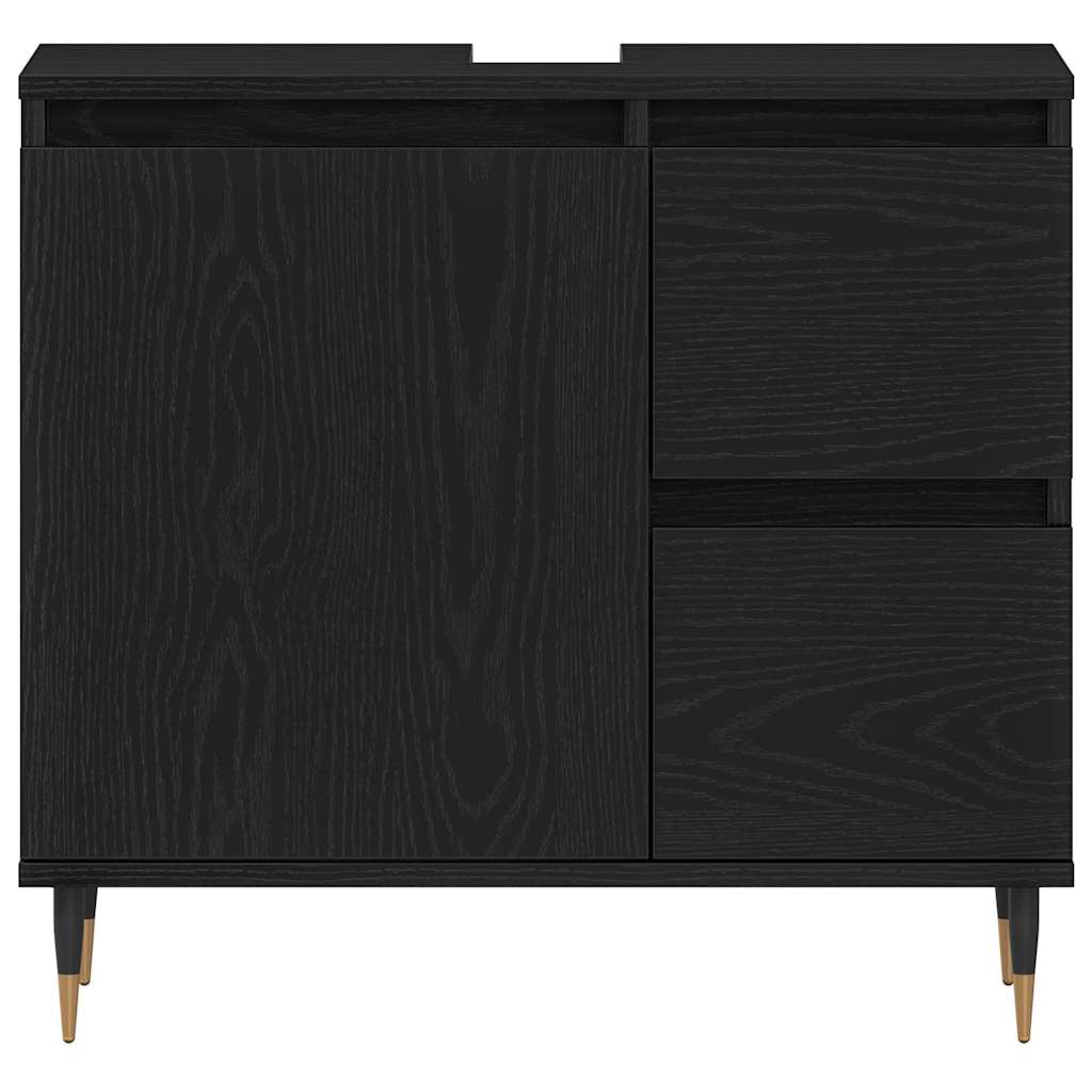 vidaXL Bathroom Cabinet Black Oak 65 x 33 x 60 cm Engineered Wood 6