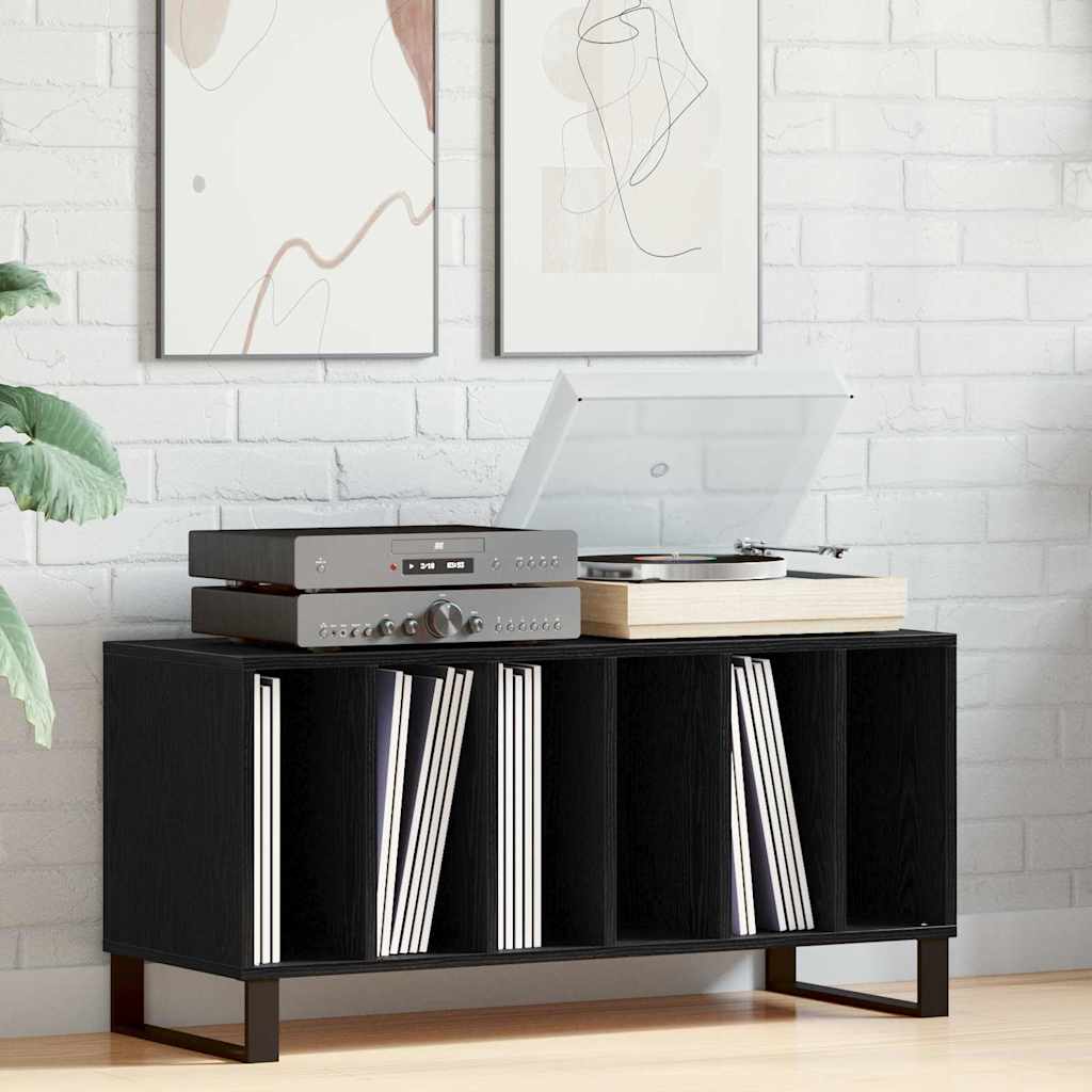 vidaXL Record Cabinet Black Oak 100 x 38 x 48 cm Engineered Wood 1