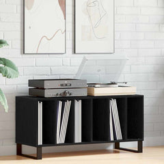 vidaXL Record Cabinet Black Oak 100 x 38 x 48 cm Engineered Wood 1