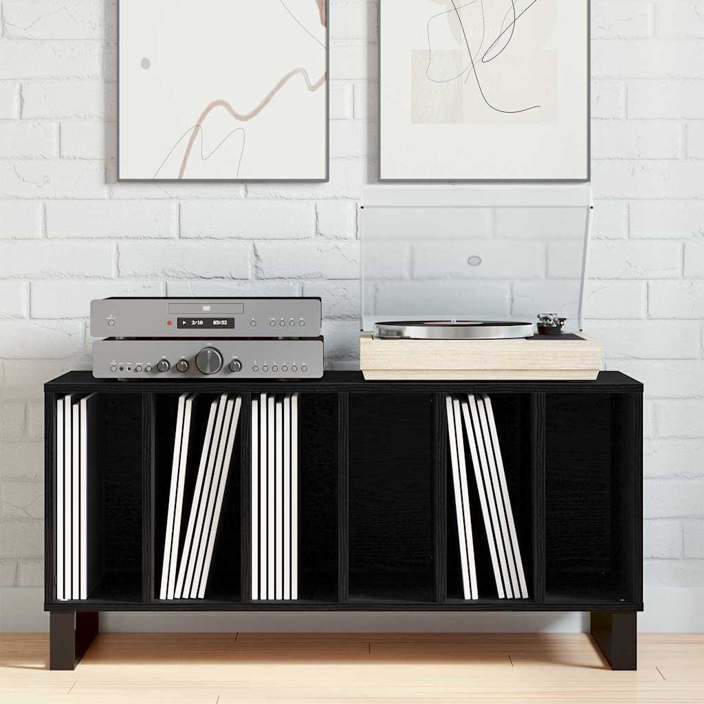 vidaXL Record Cabinet Black Oak 100 x 38 x 48 cm Engineered Wood 4