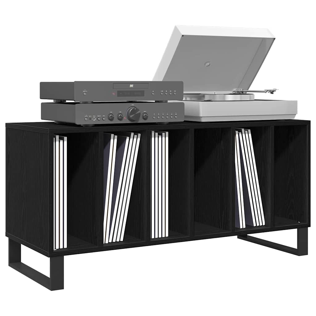 vidaXL Record Cabinet Black Oak 100 x 38 x 48 cm Engineered Wood 3