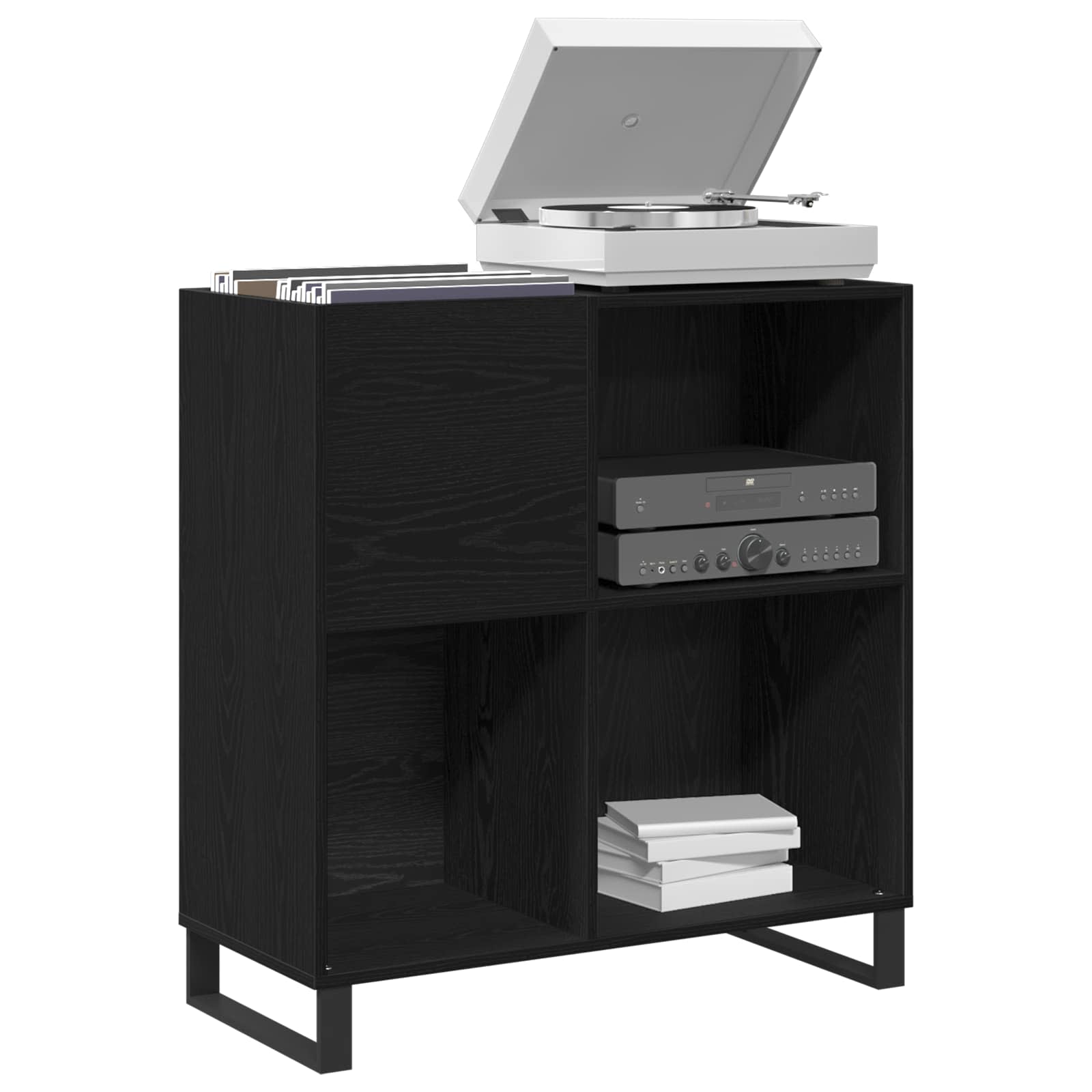 vidaXL Record Cabinet Black Oak 84.5 x 38 x 89 cm Engineered Wood 3