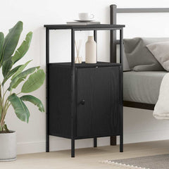 vidaXL Bedside Cabinet Black Oak 41 x 31 x 80 cm Engineered Wood 1