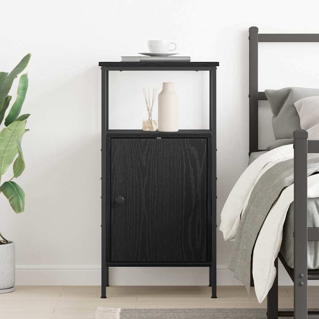 vidaXL Bedside Cabinet Black Oak 41 x 31 x 80 cm Engineered Wood 4