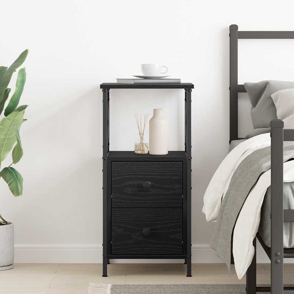 vidaXL Bedside Cabinet Black Oak 34 x 35.5 x 70 cm Engineered Wood 4