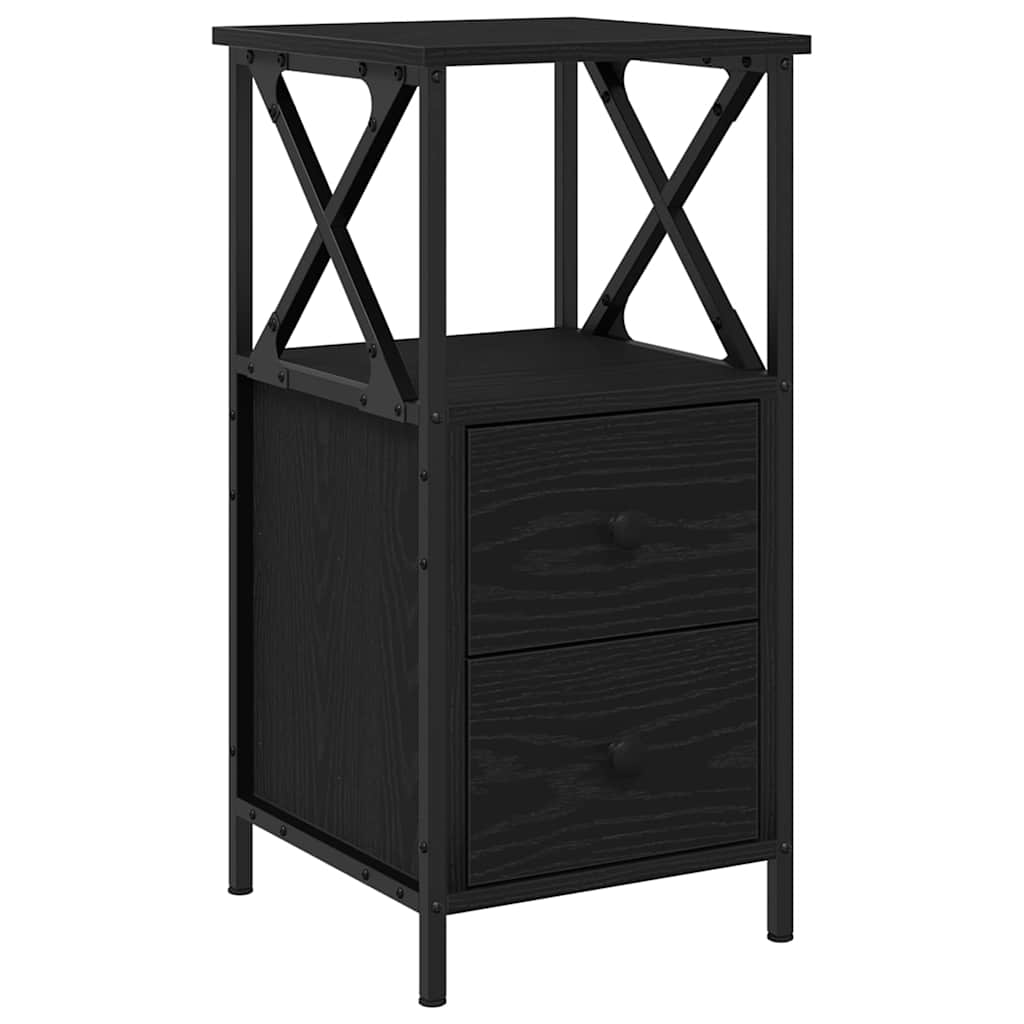 vidaXL Bedside Cabinet Black Oak 34 x 35.5 x 70 cm Engineered Wood 2