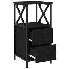 vidaXL Bedside Cabinet Black Oak 34 x 35.5 x 70 cm Engineered Wood 5