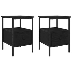 vidaXL Bedside Cabinet 2 pcs Black Oak 34 x 36 x 50 cm Engineered Wood 2