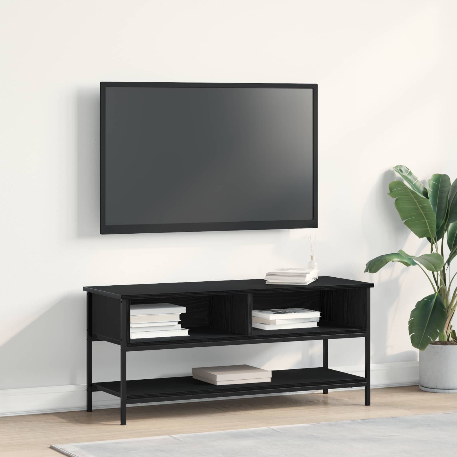 vidaXL TV Cabinet Set 100 x 35 x 45 cm Black Oak Engineered Wood 1