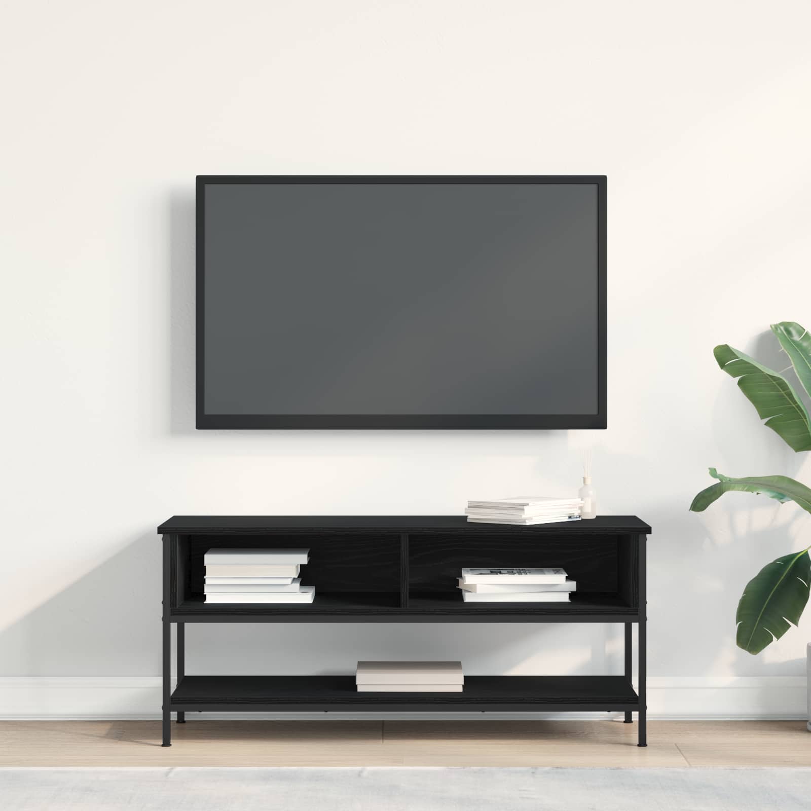 vidaXL TV Cabinet Set 100 x 35 x 45 cm Black Oak Engineered Wood 4