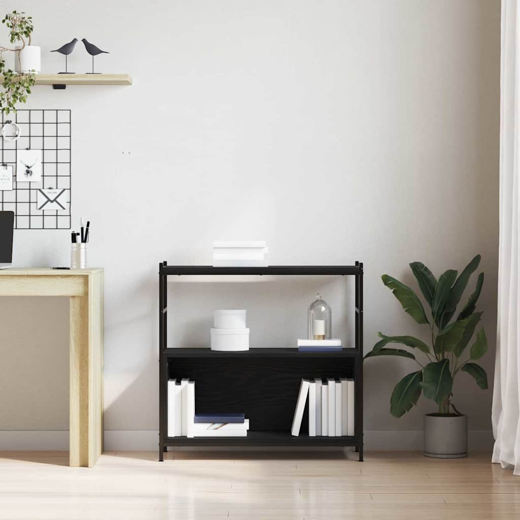 vidaXL Bookshelf 80 x 30 x 78.5 cm Engineered Wood Black Oak 4