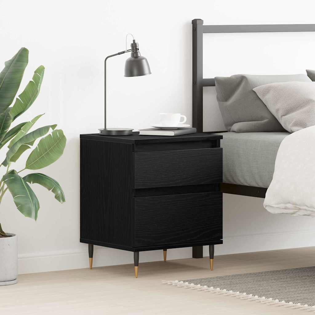 vidaXL Bedside Cabinet Black Oak 40 x 35 x 50 cm Engineered Wood 1