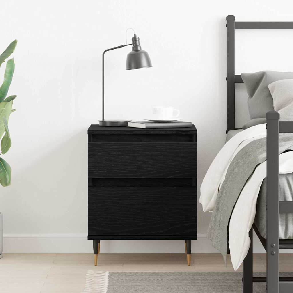 vidaXL Bedside Cabinet Black Oak 40 x 35 x 50 cm Engineered Wood 4
