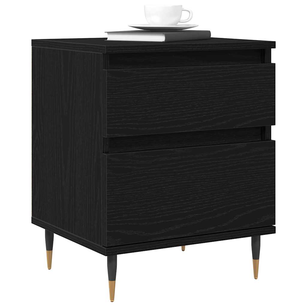 vidaXL Bedside Cabinet Black Oak 40 x 35 x 50 cm Engineered Wood 3