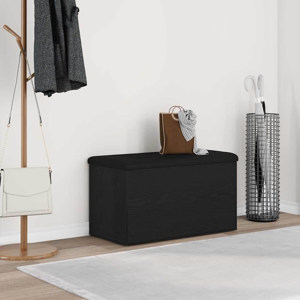 Storage Bench Engineered Wood in Black Oak