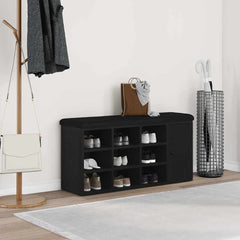 Shoe Bench 102x32x50 cm Engineered Wood Black oak