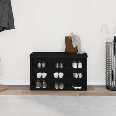 vidaXL Shoe Bench Black 82 x 32 x 50 cm Engineered Wood 4