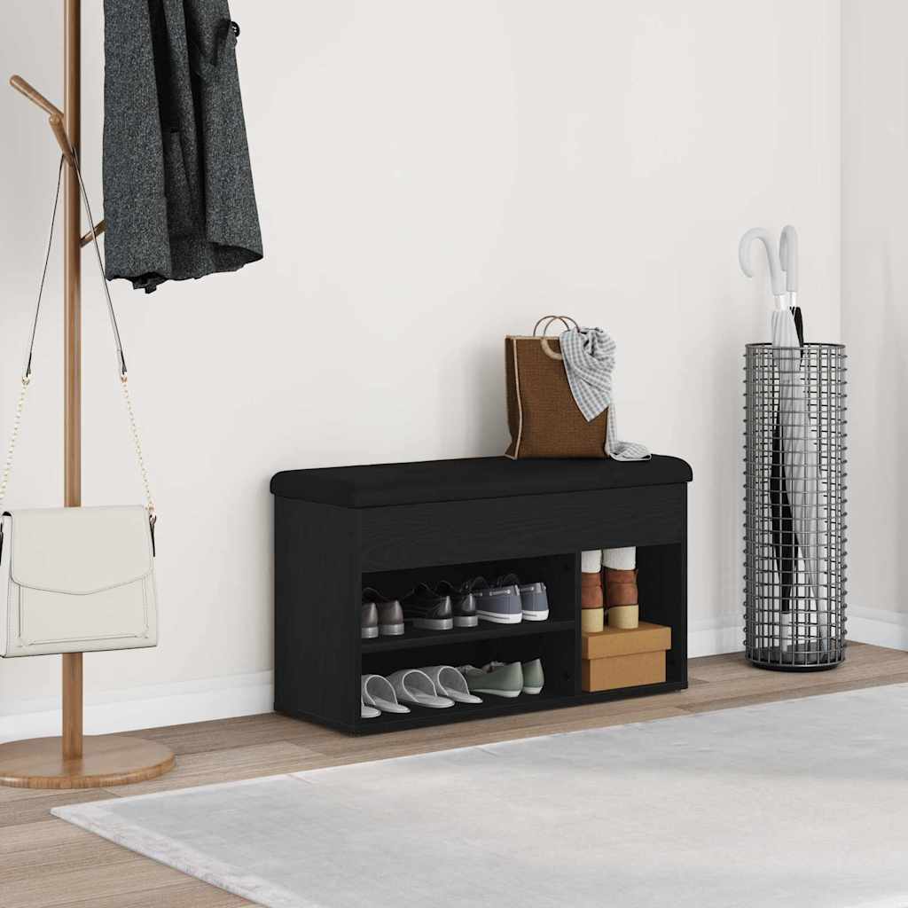Shoe Bench 82x32x45.5 cm Engineered Wood Black oak