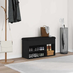 Shoe Bench 82x32x45.5 cm Engineered Wood Black oak