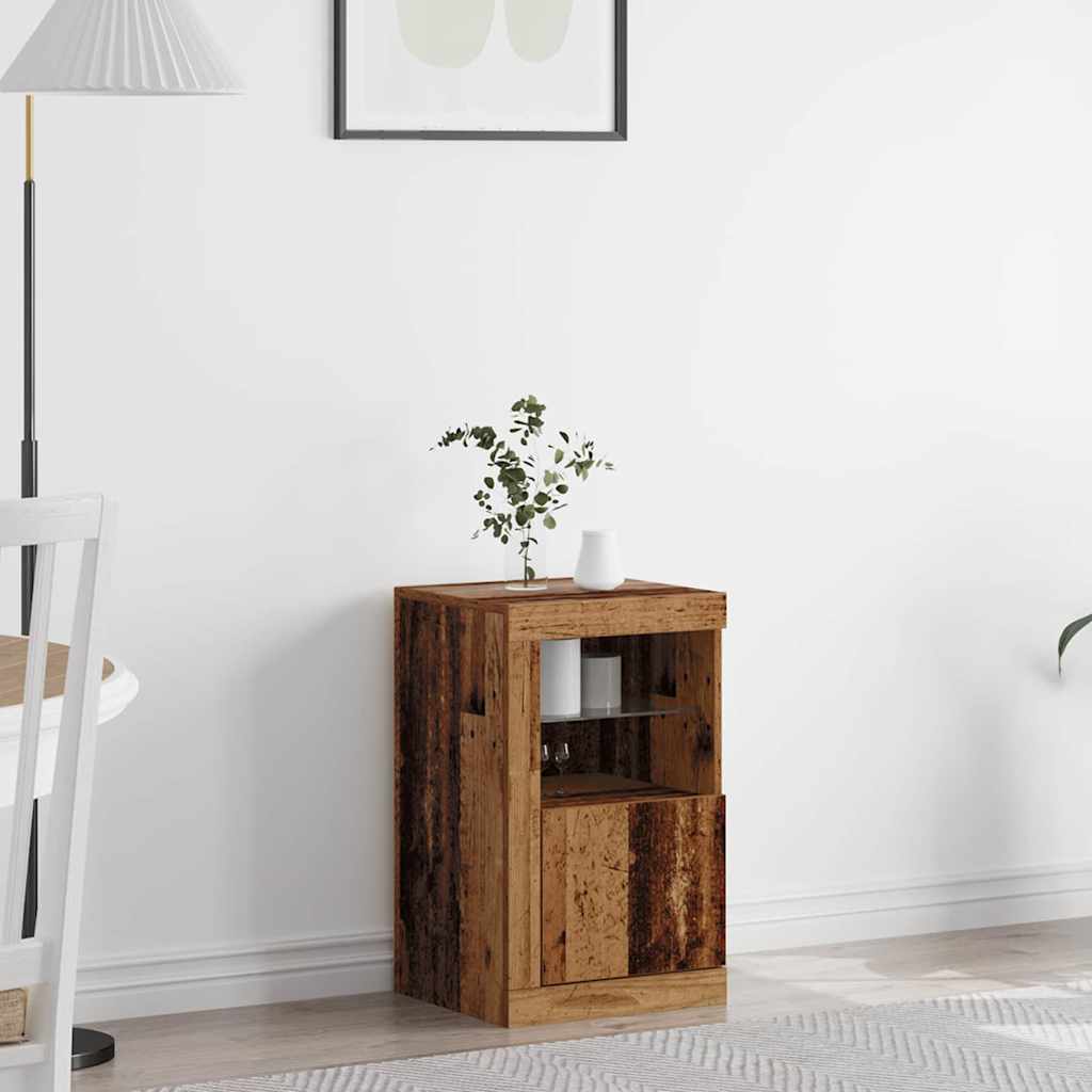 vidaXL LED Sideboard 41 x 37 x 67 cm Engineered Wood Old Wood 1