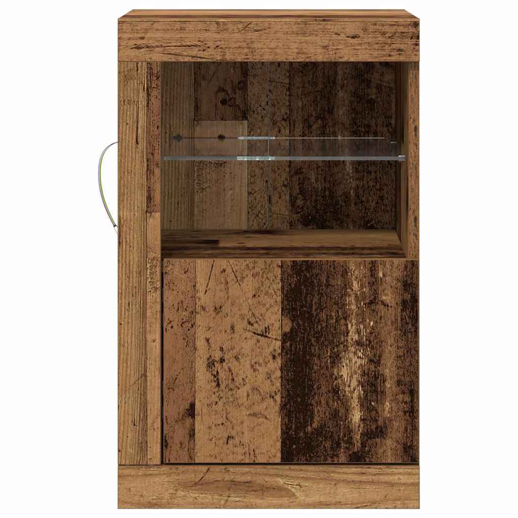 vidaXL LED Sideboard 41 x 37 x 67 cm Engineered Wood Old Wood 6