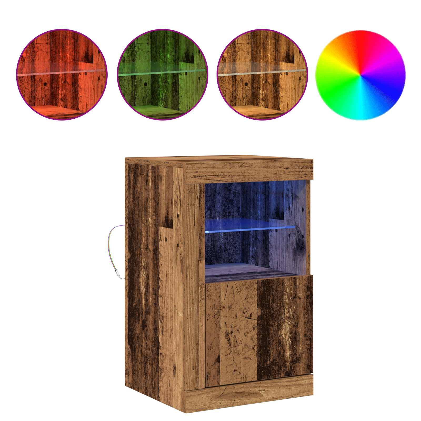 vidaXL LED Sideboard 41 x 37 x 67 cm Engineered Wood Old Wood 4