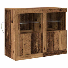 Side Cabinet with LED Lights Engineered Wood