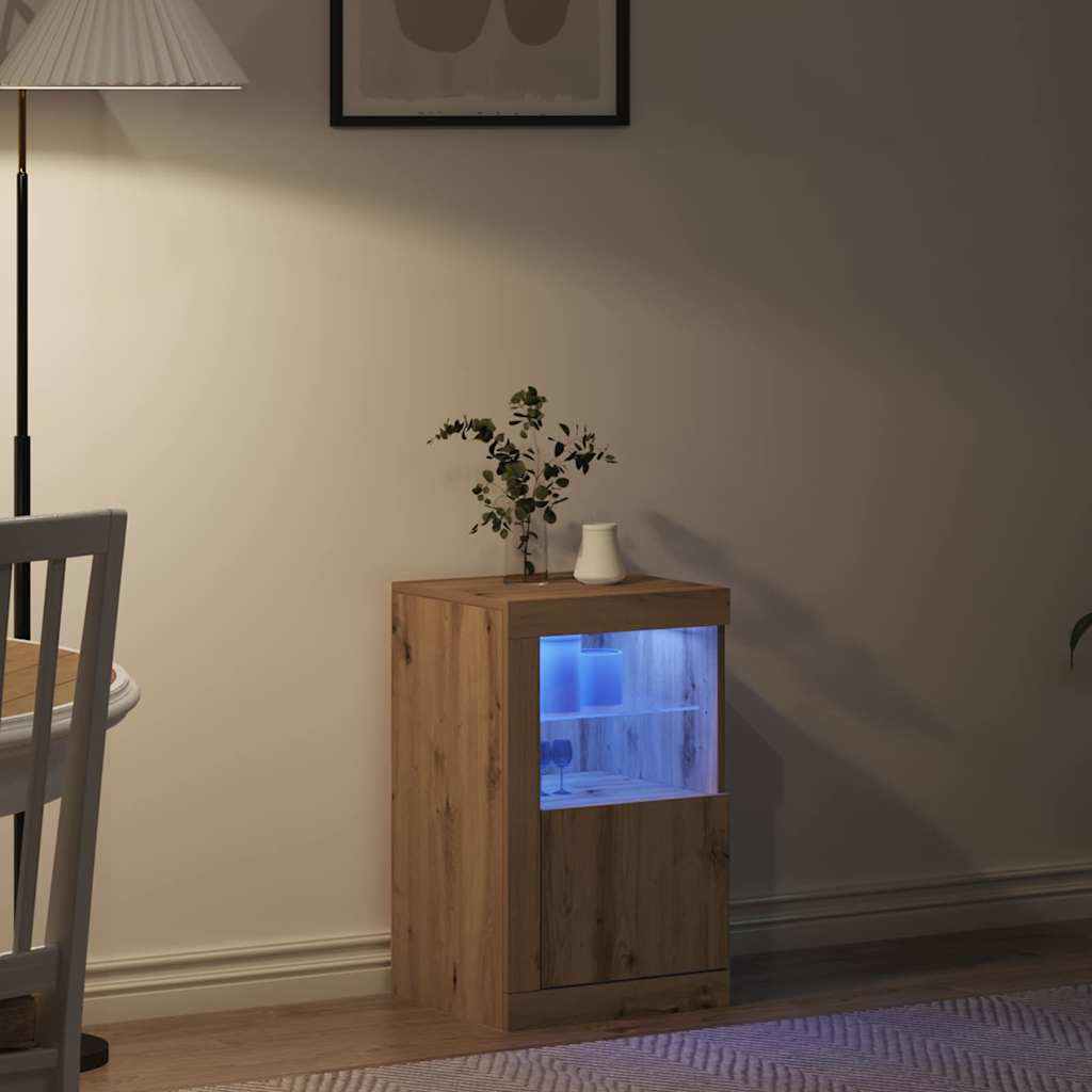 vidaXL LED Sideboard 41 x 37 x 67 cm Engineered Wood Artisan Oak 5