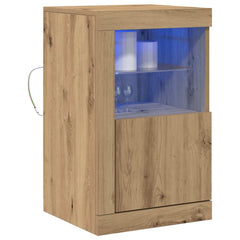 vidaXL LED Sideboard 41 x 37 x 67 cm Engineered Wood Artisan Oak 3