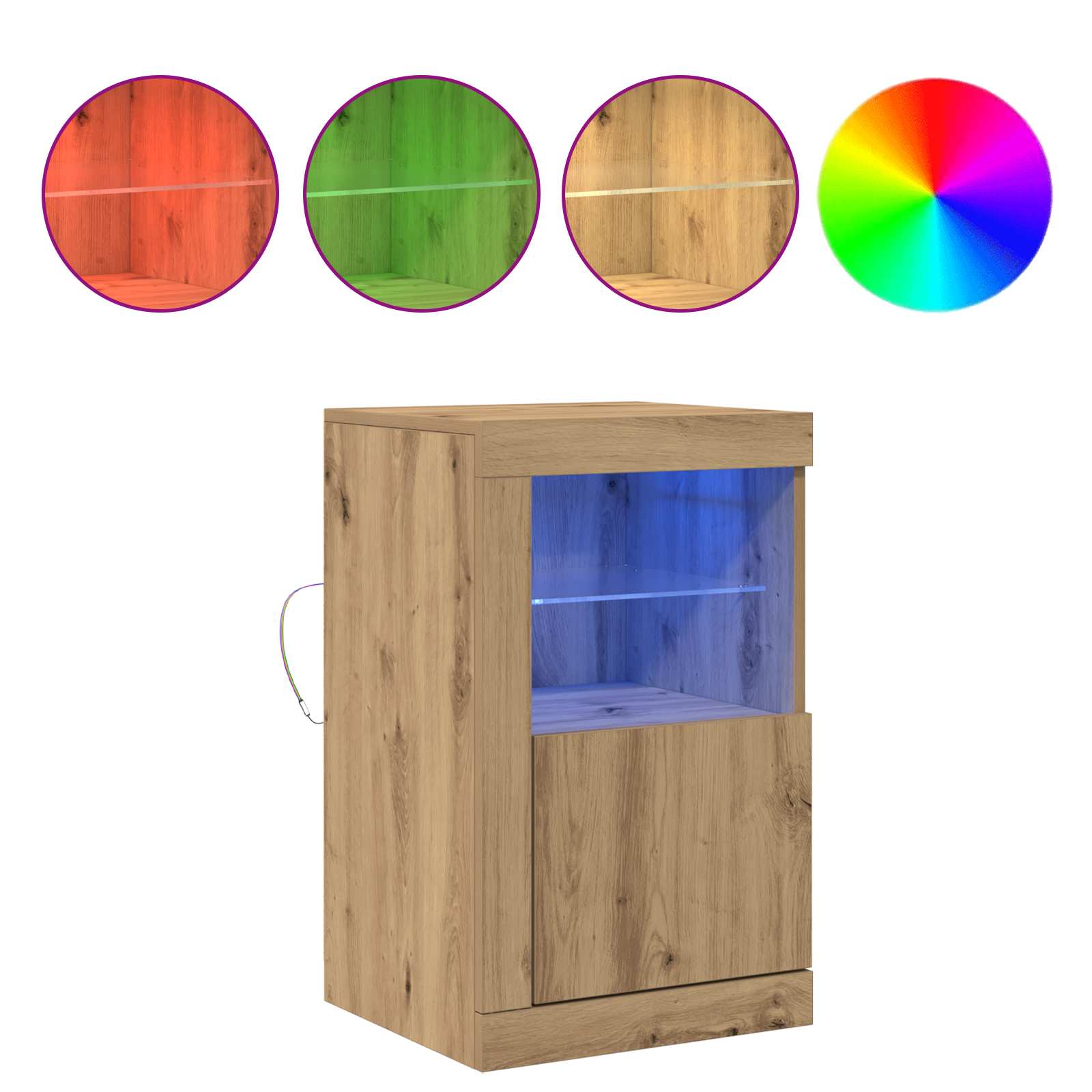 vidaXL LED Sideboard 41 x 37 x 67 cm Engineered Wood Artisan Oak 4