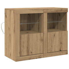 Side Cabinet with LED Lights Engineered Wood
