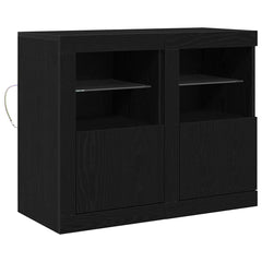 Side Cabinet with LED Lights Engineered Wood
