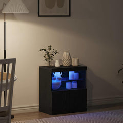 vidaXL LED Sideboard Black 60.5 x 37 x 67 cm Engineered Wood 5