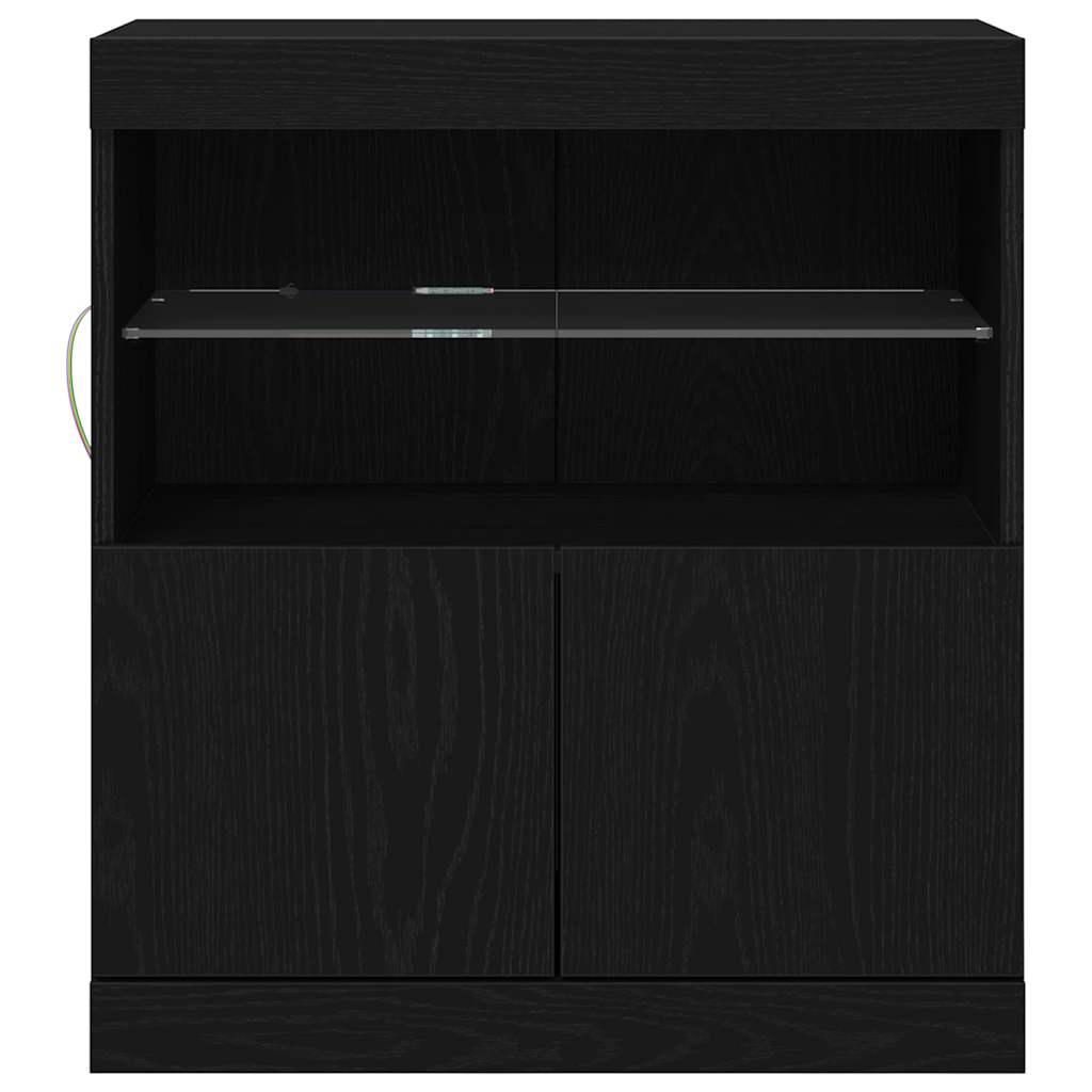 vidaXL LED Sideboard Black 60.5 x 37 x 67 cm Engineered Wood 6