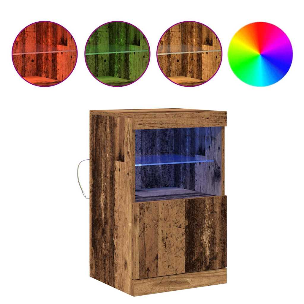 vidaXL LED Sideboard Old Wood 41 x 37 x 67 cm Engineered Wood 4