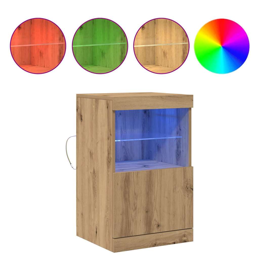 vidaXL LED Sideboard Artisan Oak 41 x 37 x 67 cm Engineered Wood 4