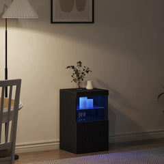 vidaXL LED Sideboard Black Oak 41 x 37 x 67 cm Engineered Wood 5