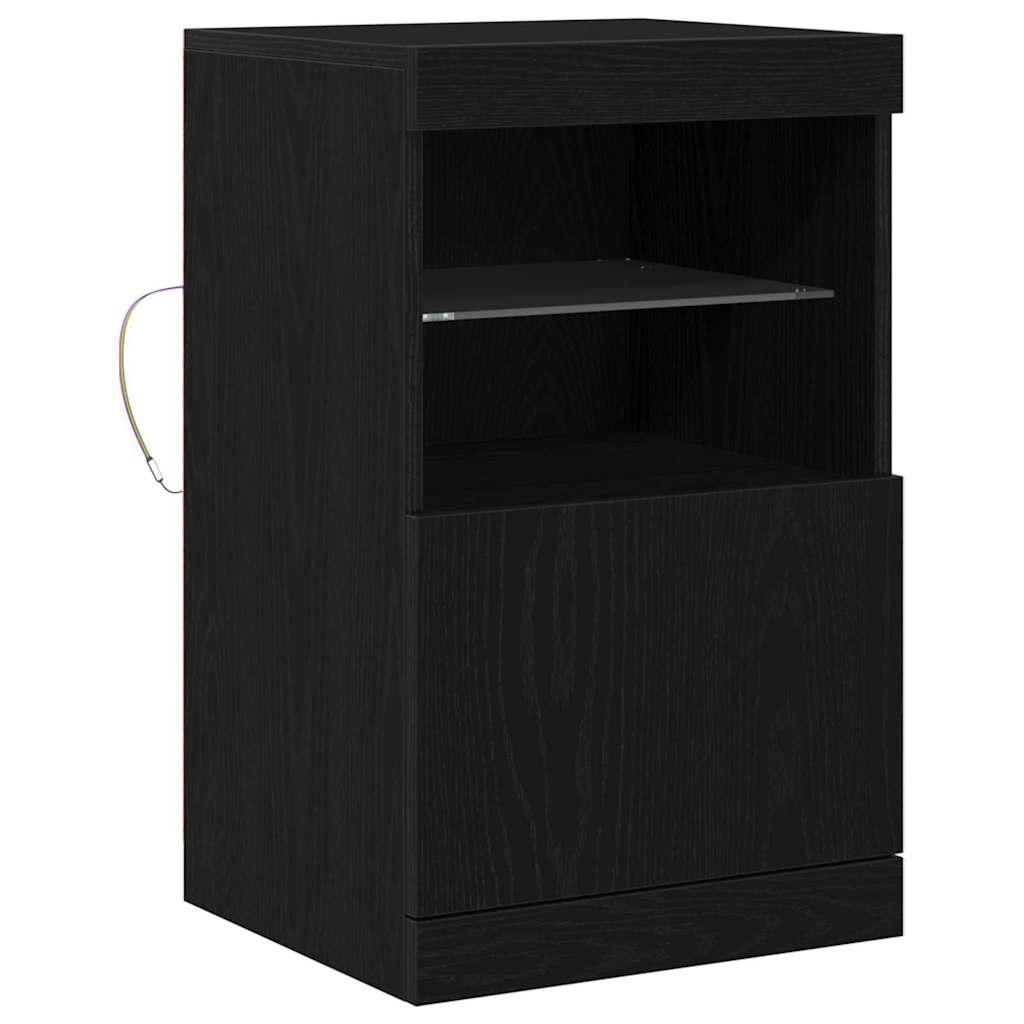 vidaXL LED Sideboard Black Oak 41 x 37 x 67 cm Engineered Wood 2