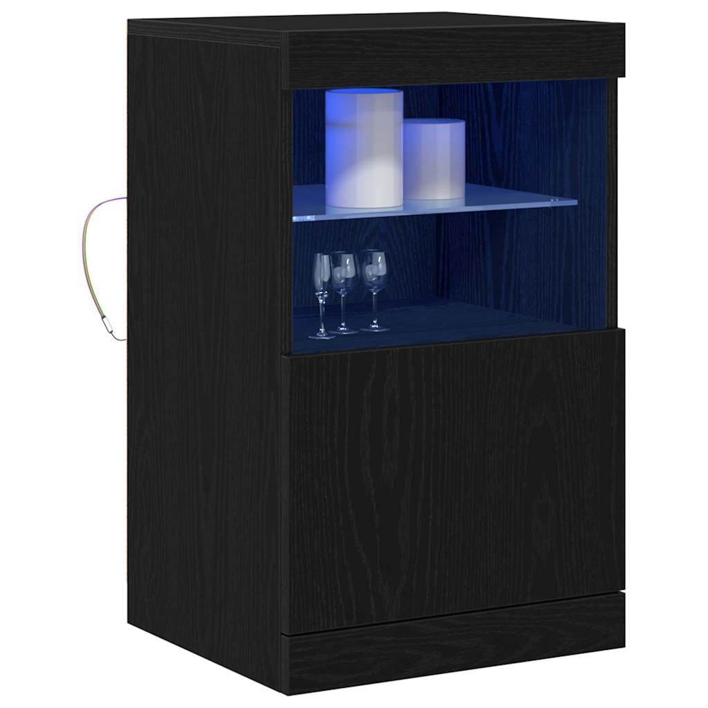 vidaXL LED Sideboard Black Oak 41 x 37 x 67 cm Engineered Wood 3