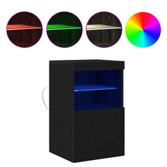 vidaXL LED Sideboard Black Oak 41 x 37 x 67 cm Engineered Wood 4