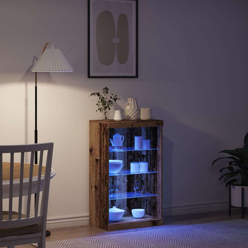 vidaXL LED Sideboard Old Wood 60.5 x 37 x 100 cm Engineered Wood 4