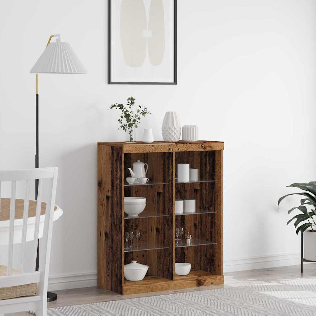 Sideboard with LED Lights 81x37x100 cm Old wood